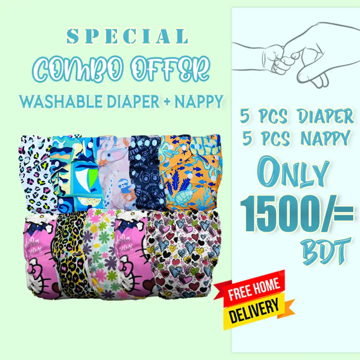 5pcs Diaper+ 5pcs Nappy Combo Offer 4
